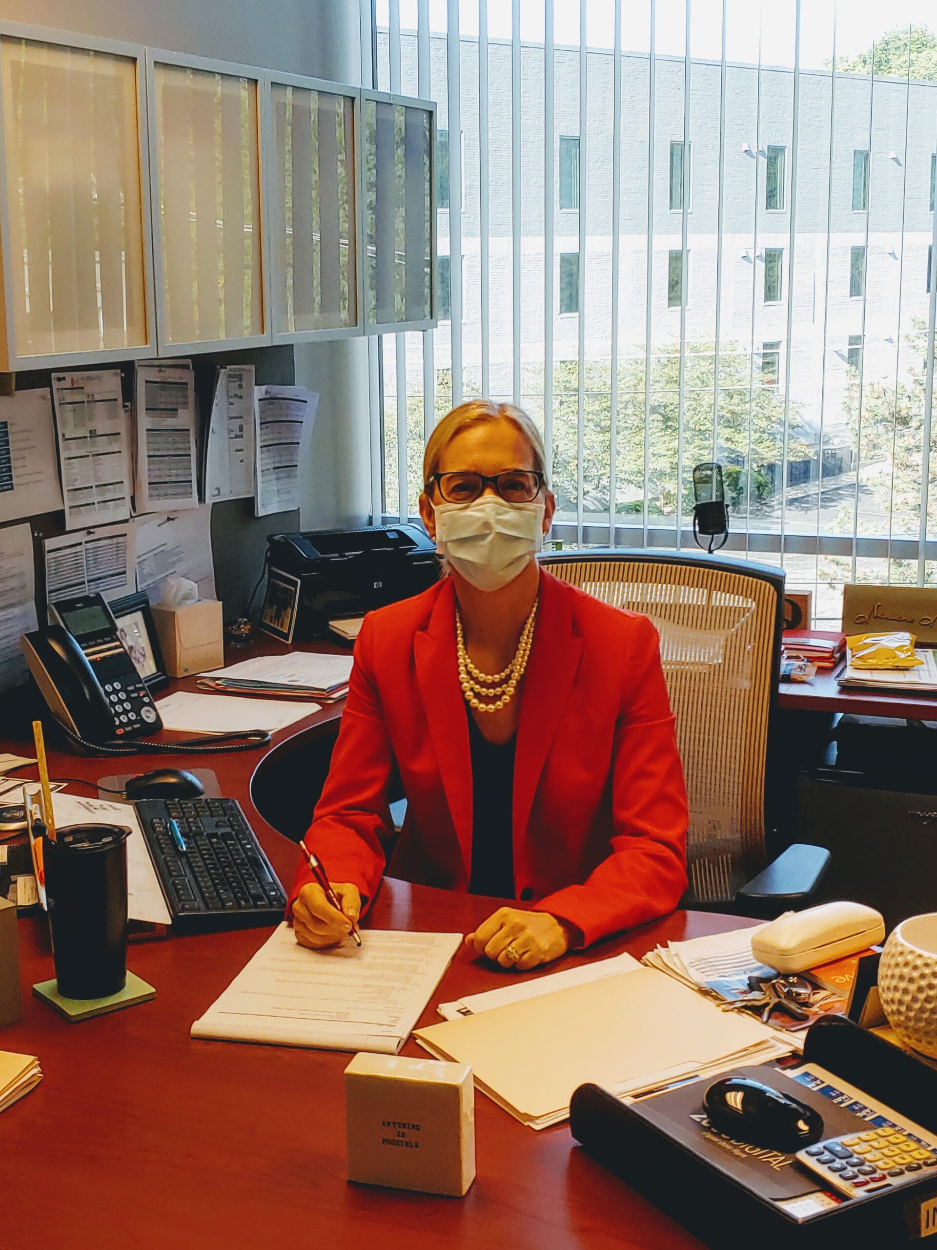 Wearing a mask in office