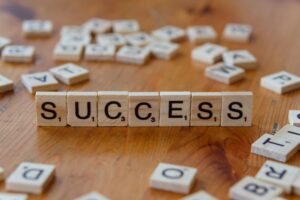 success spelled out in block letters